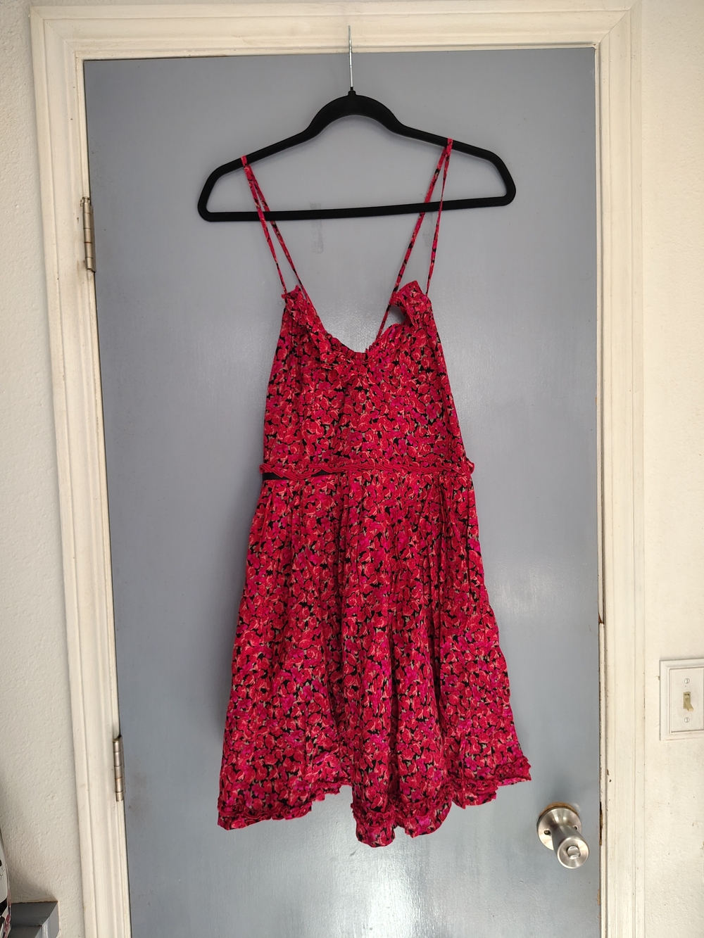 Forever 21 Pink and Black Floral Spaghetti Strap Dress